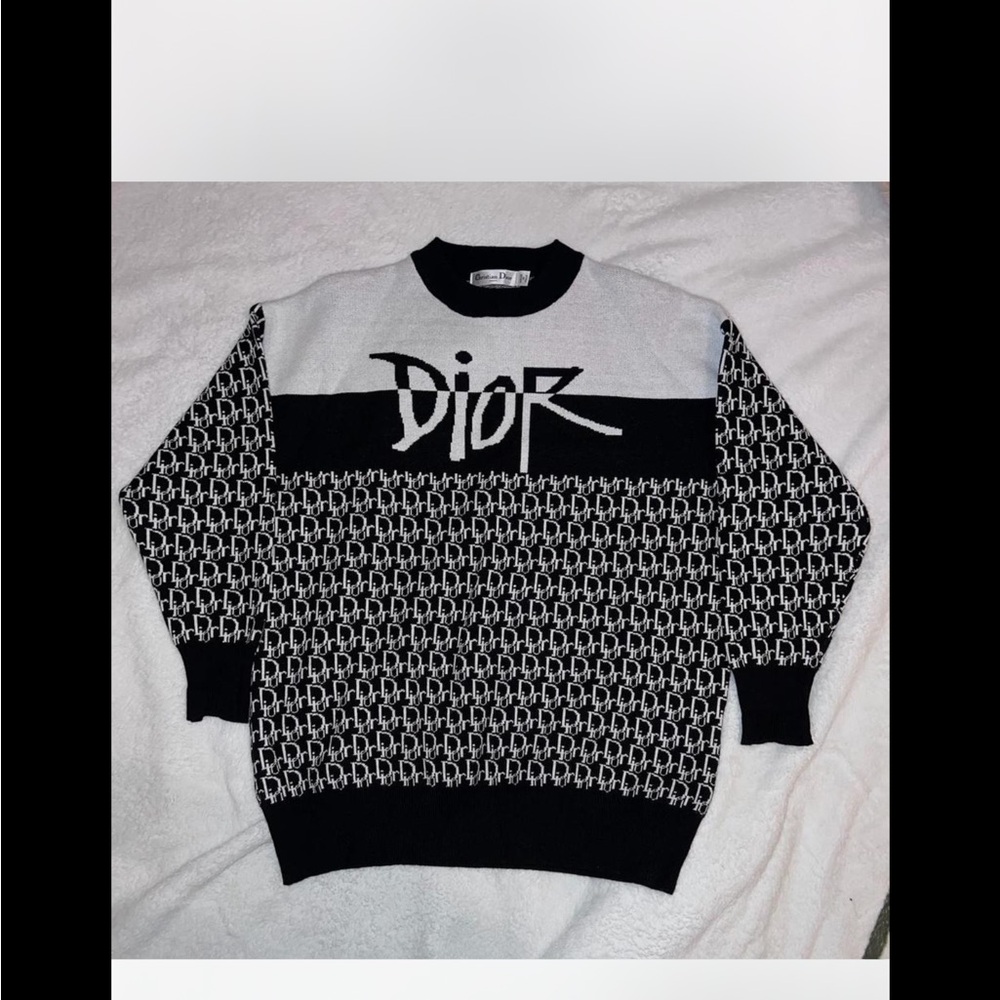 Dior Monogram Black and White Crewneck Sweater